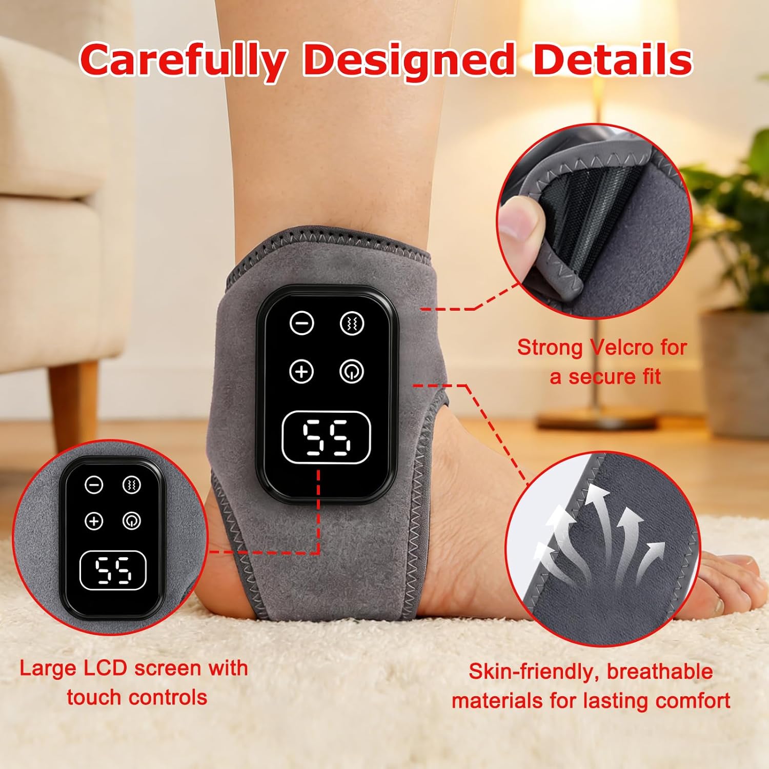 2 -Pack 2026 Upgraded 3-in-1 Foot and Ankle Massager - 3 Vibration Modes and 5 Heating Levels, Suitable for Relieving Daily Foot Fatigue, Wireless and Portable