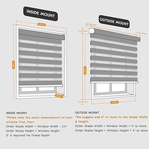 Miniatura 6 de Youngoo Zebra RBS24BG72B - Persianas enrollables sin cordones estilo cebra, 24 x 72 pulgadas, 80 % color negro, control de luz y privacidad para