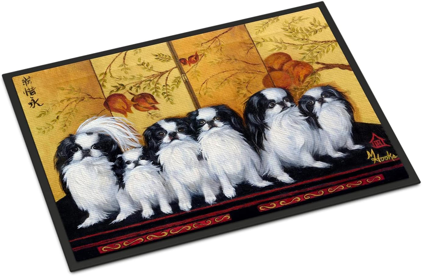 Caroline's Treasures MH1060MAT Japanese Chin Tea House Doormat 18x27 Front Door Mat Indoor Outdoor Rugs for Entryway, Non Slip Washable Low Pile, 18H X 27W