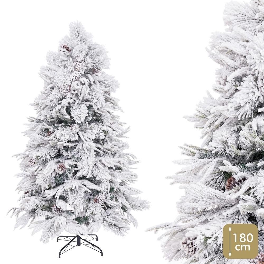 Árbol de Navidad artificial nevado verde y blanco desmontable de 180 cm