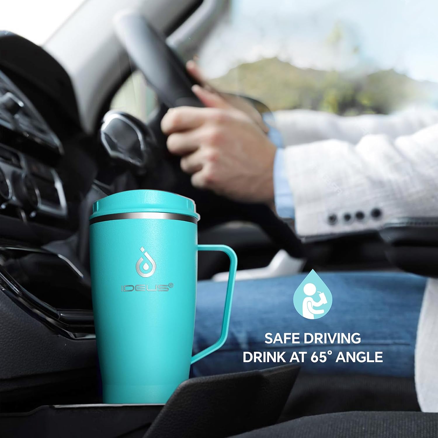 Ideus 32 oz Tumbler with Handle and Straw, Vacuum Insulated Stainless Steel Travel Mug, 100% Leakproof, Cup Holder Friendly, Sky Blue - Image 7
