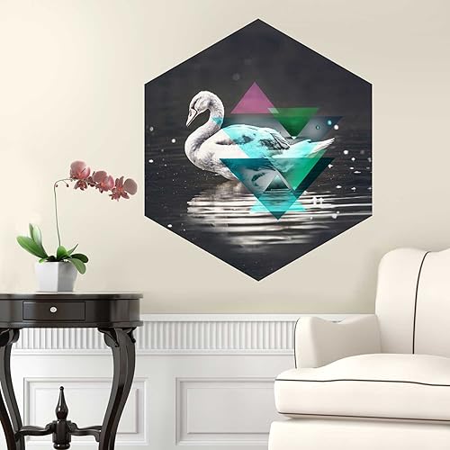 Swan Kit de calcomanía decorativo para pared, diseño de pájaro calcomanía decorativo para pared por chromantics geométrica