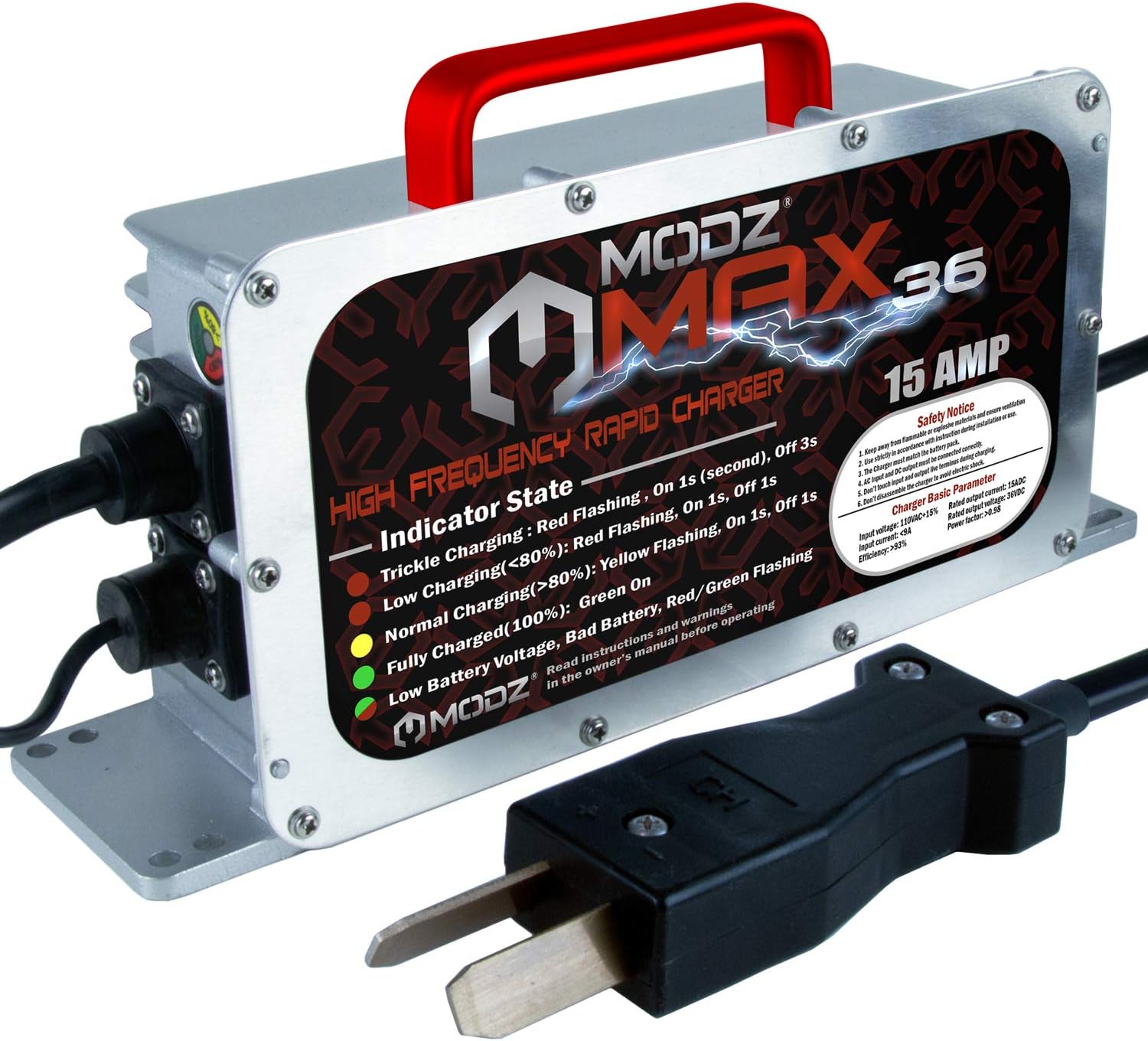 Golf Cart King MODZ Max36 15 AMP Charging Station for 36 Volt Club Car, EZGO & Yamaha with Crowfoot Plug