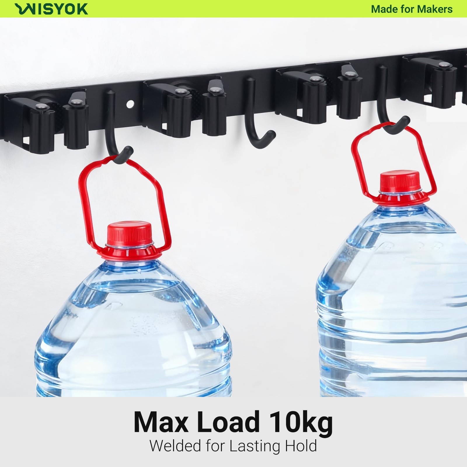 Support Mural Pour Balais En 2 Parties, 10 Supports + 8 Crochets, Porte