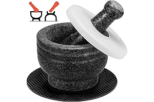Tera Granite Mortar and Pestle Set 2-in-1: Spice Grinder, Herb Crusher, and...