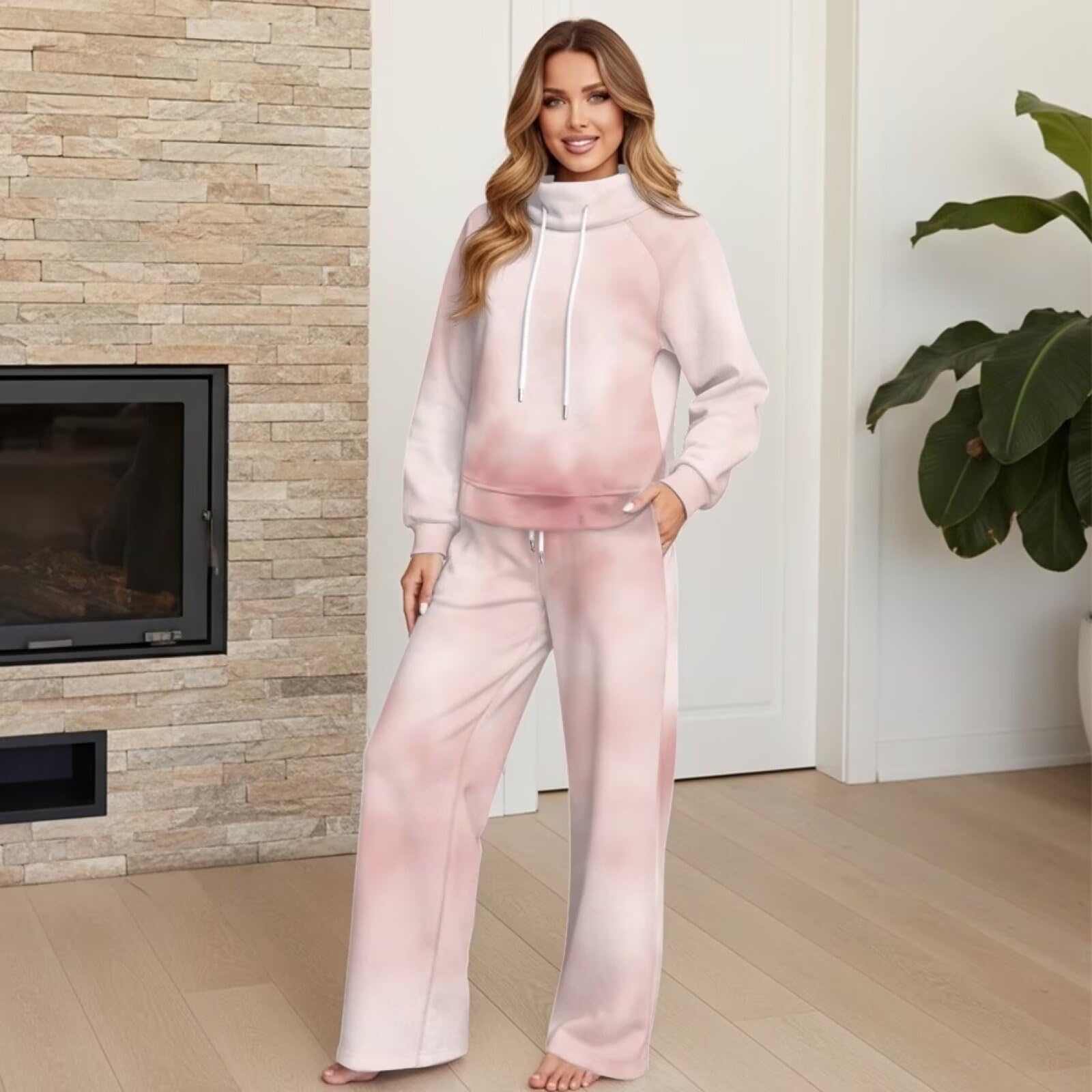 SEANATIVE 2-częściowa bluza z okrągłym dekoltem spodnie dresowe z szerokimi nogawkami pasujący zestaw oversize zestawy wypoczynkowe dla kobiet plus size dres