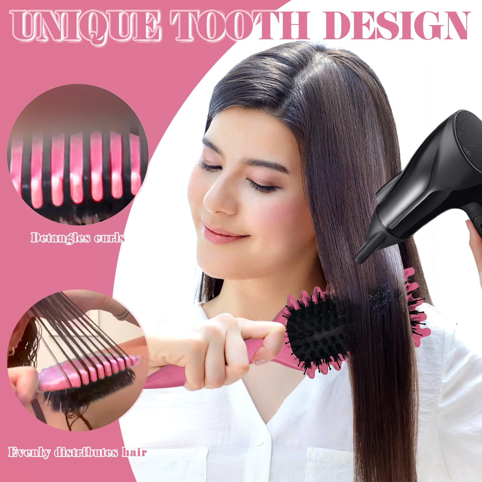 Sularpek Curly Hair Brush - Boar Bristle Curl Defining Styling Brush for Detangling Shaping, and Defining Curls - Rose Red - Image 4