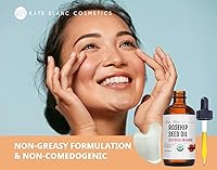 Vista 3 de Kate Blanc Cosmetics Aceite de rosa mosqueta para cara con Gua Sha inoxidable (1 oz, orgánico, puro, prensado en frío), aceite facial de semillas