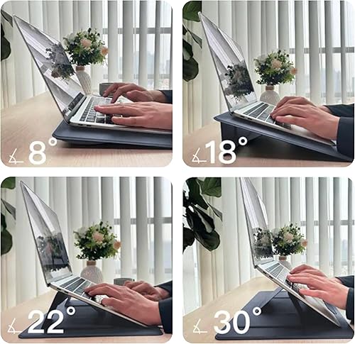 Miniatura 6 de HUANUO Magnetic Laptop Stand for 10-17" Laptops, Portable Foldable Laptop Riser with Phone Holder & Wrist Cushion, Adjustable Ergonomic Computer Blue