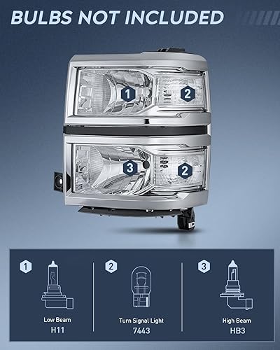 Miniatura 50 de Nilight Headlight Assembly Compatible with 1988 1989 1990 1991 1992 1993 Chevrolet GMC C/K 1988-1993 Silverado Suburban Sierra Blazer Tahoe Yukon