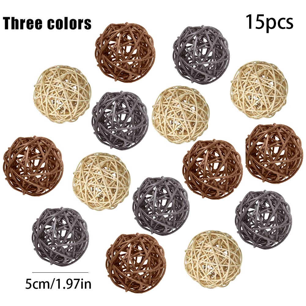 20 Palline Decorative In Rattan - 5 Colori Naturali Per Matrimoni, Natale E Feste - Intreccio Artigianale - Foto 14