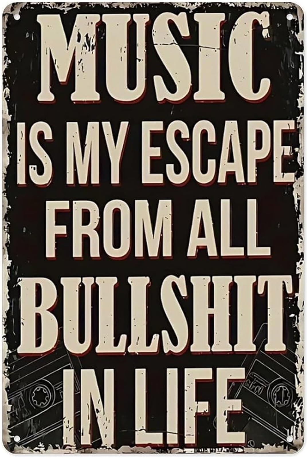 EKFBQBGW Guitar and Music Note Country Metal Tin Sign for Decorating Bar Kitchen or Farmhouse Rustic Wall Decor 8 X 12 in