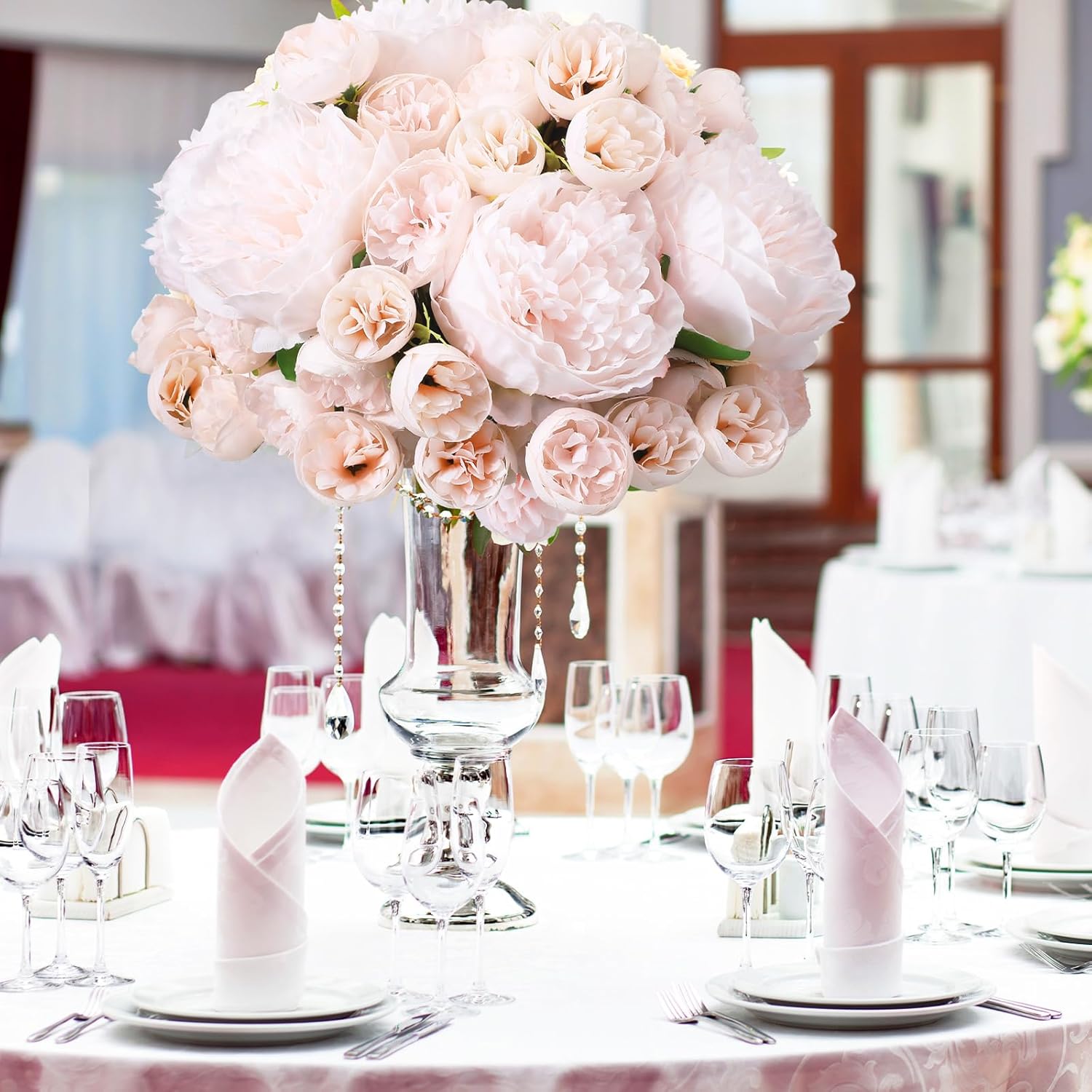 XunYee 85 Pcs Artificial Peonies Faux Silk Flowers Bulk for Vase Vintage Faux Peony Bouquet Florals Stems Arrangements for Valentines Wedding Table Centerpiece Farmhouse Birthday Vase Filler(Pink) - Image 5