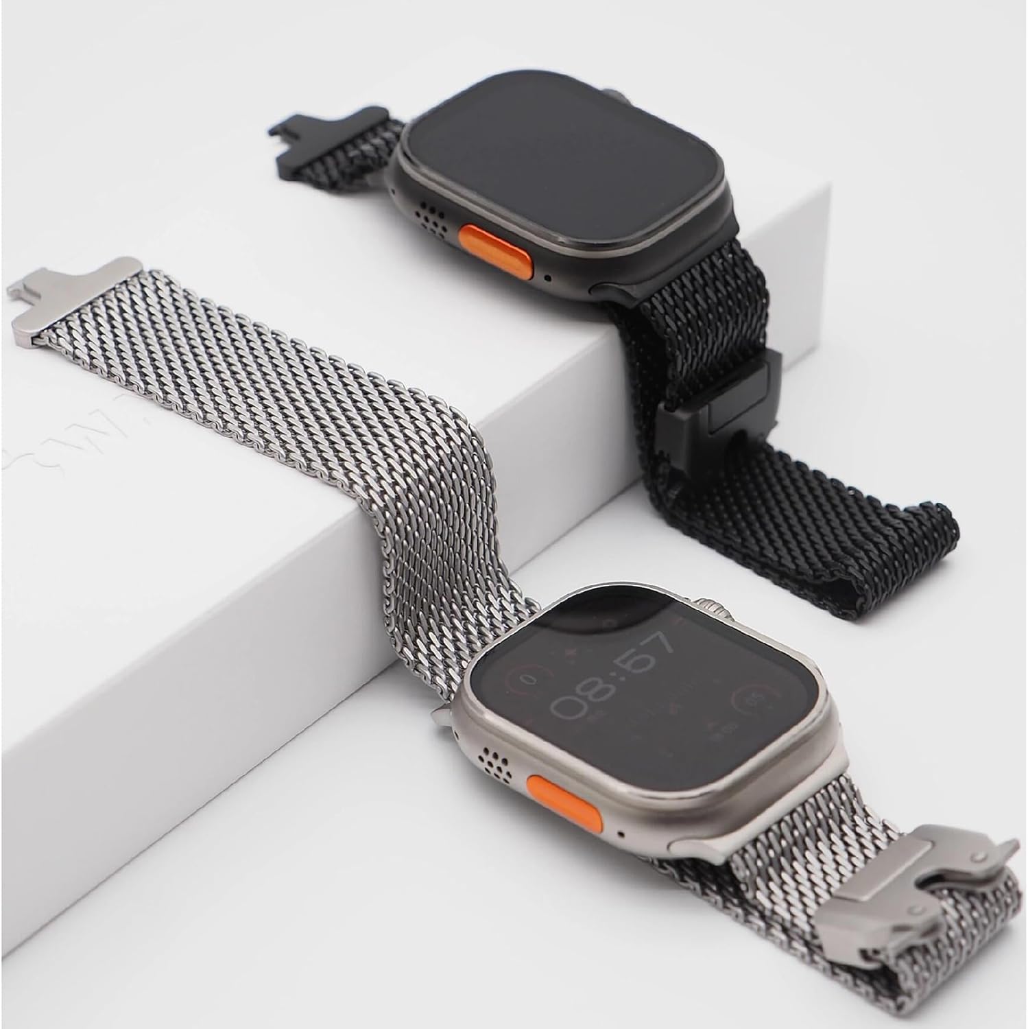 THEAGE Milanese Mesh Loop Compatible with Apple Watch Bands 49mm 46mm 45mm 44mm 42mm for Men Women, Pure Titanium Mesh Loop with Parachute-style Buckle for iWatch Ultra 2 Series 10 9 8 7 6 SE 5 4 3 - Image 5