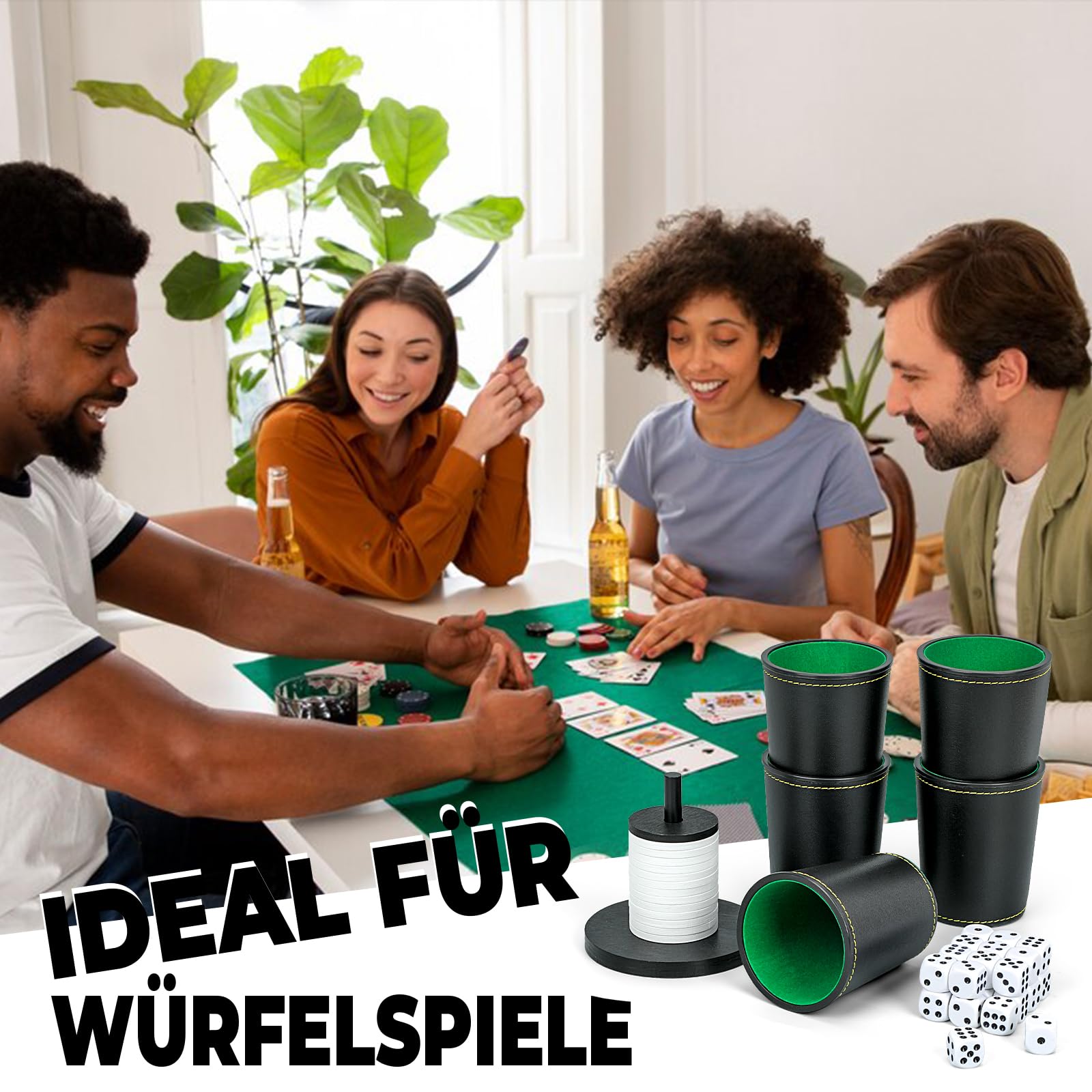 Set Posate Shock In Acrilico – 14 Dischi Opachi (13 Bianchi + 1 Nero) Con Supporto E Asta, Per Giochi Di Dadi E Bevande, Design Bianco E Nero - 3