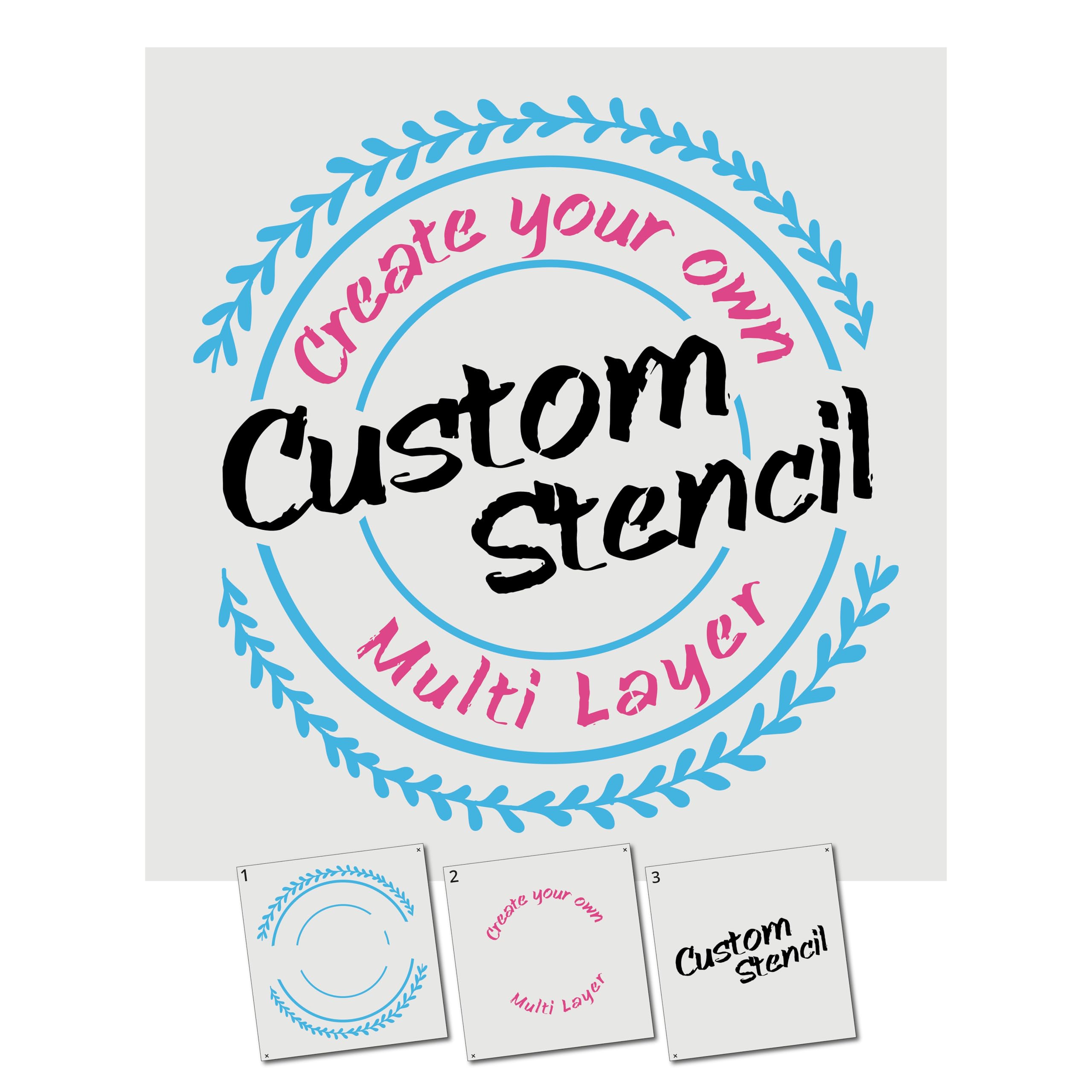 Stencil Stop Personalisierte, geschichtete Schablonen für Sprühmalerei, anpassbar für Logos, Unternehmen, Bilder, 14 mm Mylar-Kunststoff