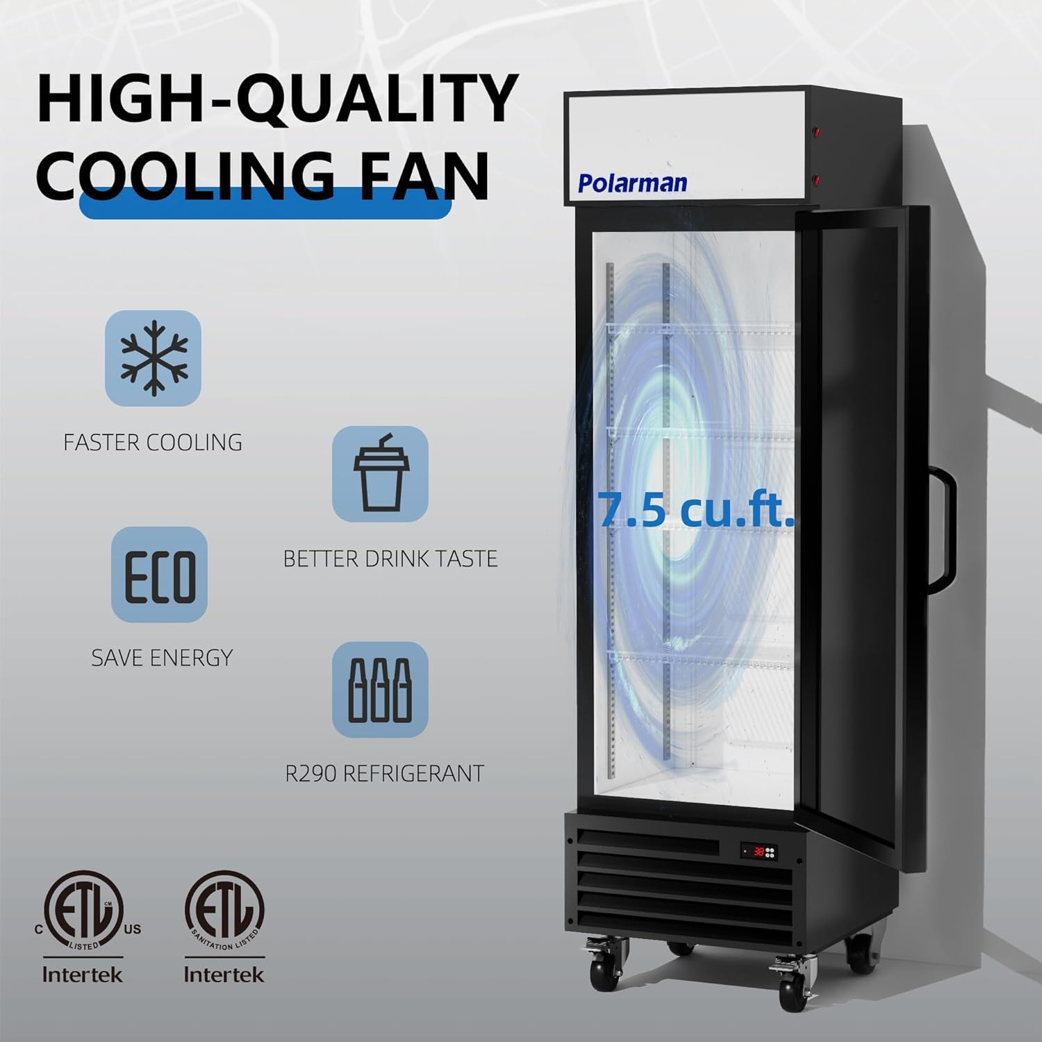 Commercial Merchandiser Refrigerator with Glass Door, 7.5 Cu. Ft Display Refrigerator Upright Beverage Cooler with LED Light,21" Small Drink fridge for Restaurant,Shop
