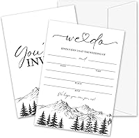 Mountain Wedding Invitations 5x7 Minimalist Cards with Envelopes, 25 Pack Elegant Watercolor Designs for Weddings & Parties