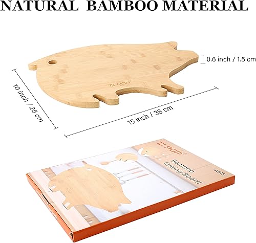 Miniatura 7 de Tabla de charcutería divertida en forma de cerdo, bonita tabla de queso, tabla de servir para niños, tabla de cortar de bambú con forma de animal