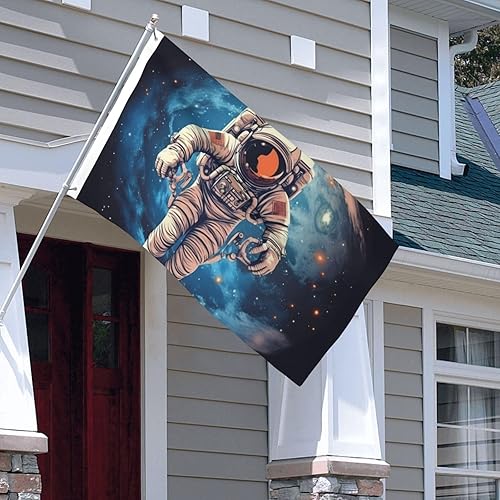 Miniatura 2 de Flag 3 X 5 Ft Double Sided Astronauta Planet Print Garden Yard Flags Personalized Greeting Banner For Indoor Outdoor Party Home Decor