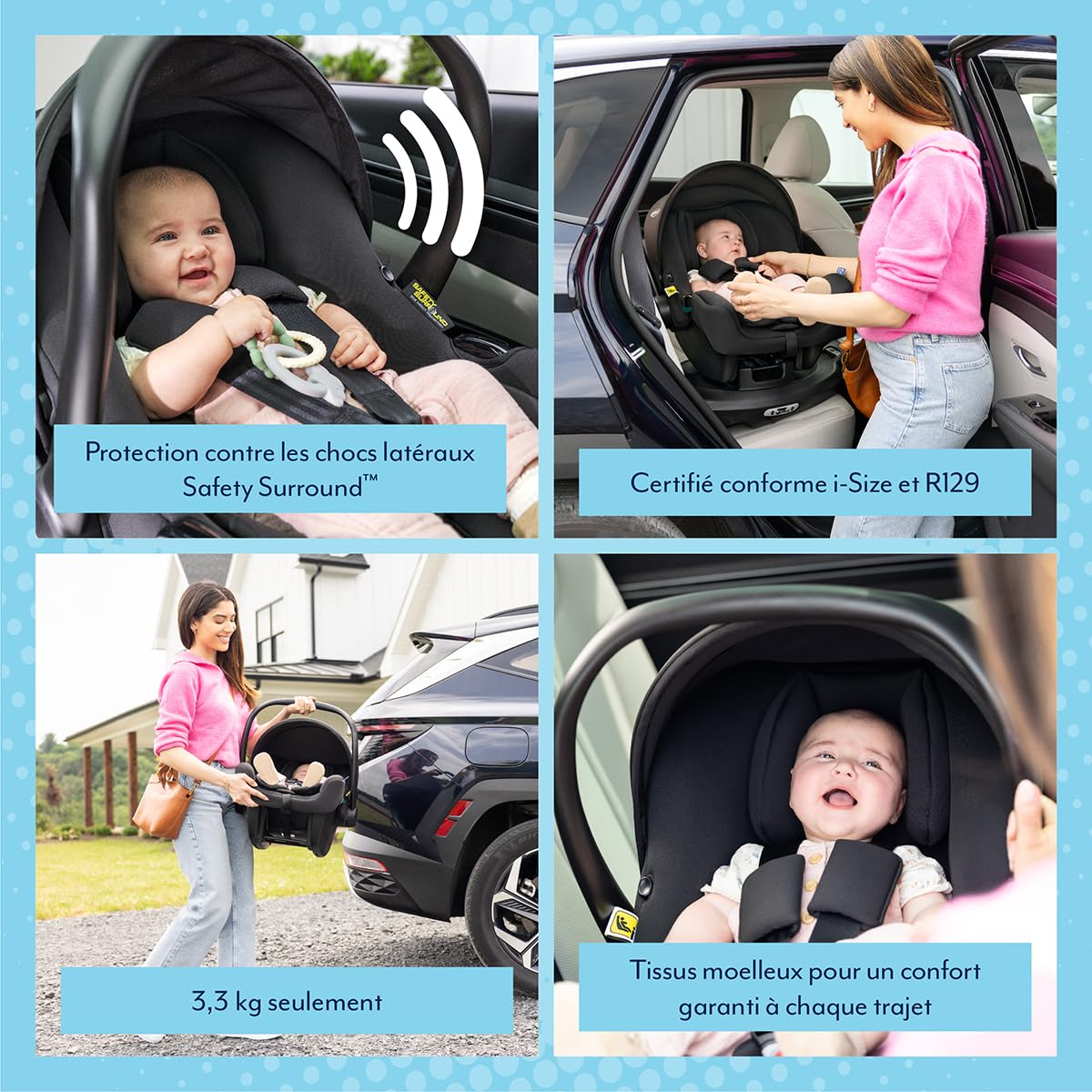 Graco SnugTurn & SnugLite I-Size Midnight – Siège-auto Bébé Rotatif Et Nacelle – Coque Ultra-légère 3,3kg, Base Isofix, De 0 à 4 Ans
