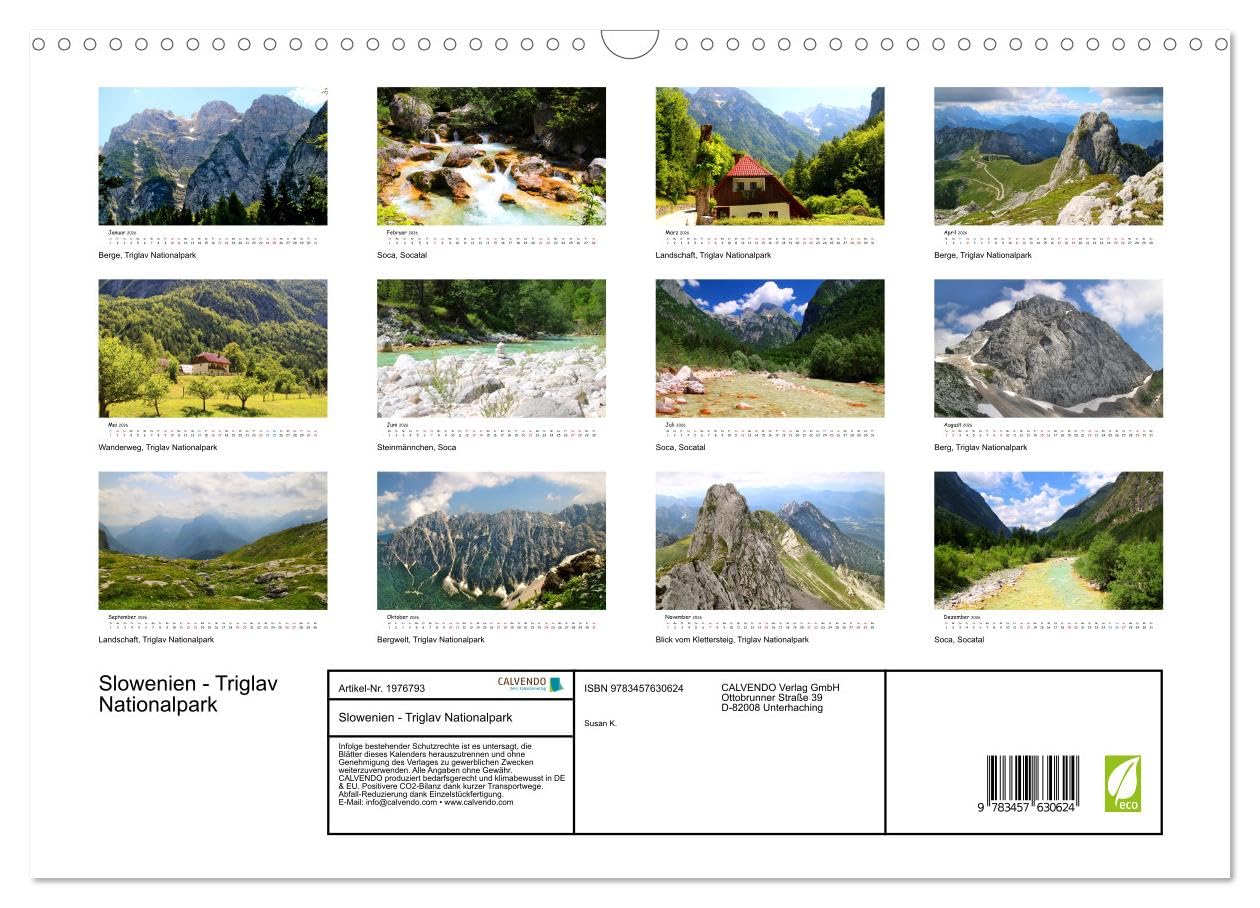 Slowenien - Triglav Nationalpark (Wandkalender 2026 DIN A3 quer), CALVENDO Monatskalender: Eindrucksvolle Bilder aus dem Triglav Nationalpark in Slowenien.