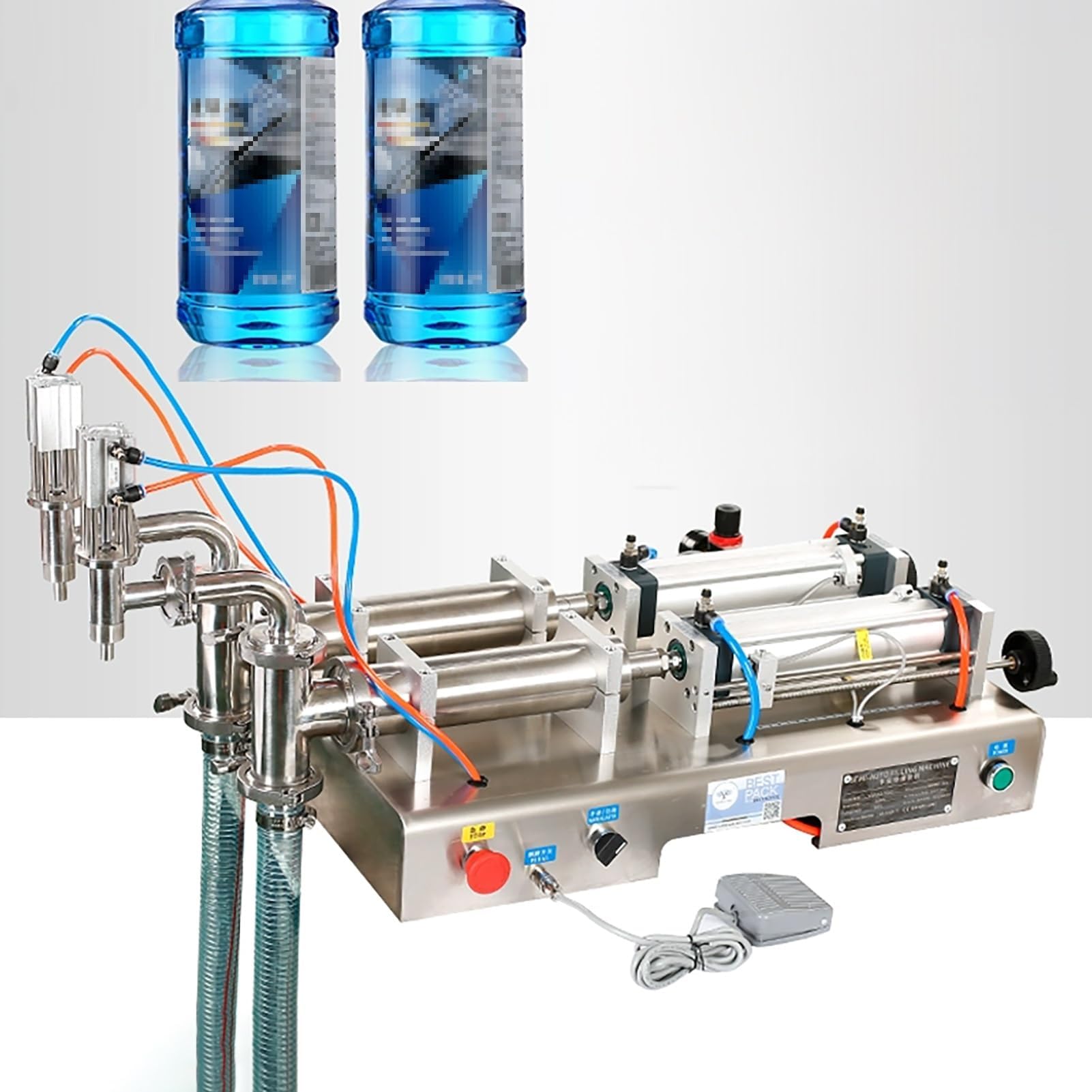 Pneumatic Liquid Filling Machine,Double Head Bottle Filler Machine,Quantitative Liquid Filler,Semi-Automatic Canning Machine,for Beverage,Perfume,50,500ml