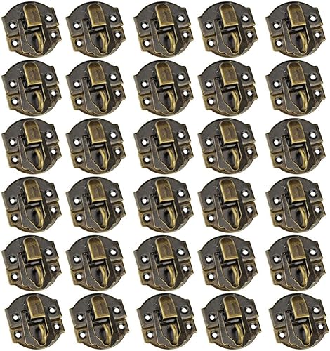 Zerodeko 30 piezas de hebilla antigua, cerrojo con cerrojo, caja de madera, caja de madera, pestillo de madera, pestillo de cerradura de puerta,