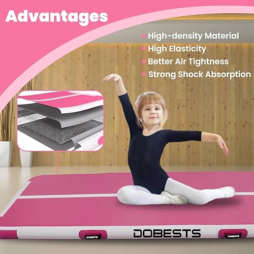 Miniatura 9 de DOBESTS Colchoneta inflable de gimnasia de 10 pies, 13 pies, 16 pies, 20 pies, 48 pulgadas de grosor, rodillo de gimnasia con bomba de aire eléctrica