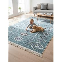 Rug Double Sided Usable Machine Washable Woven Rug OutdoorGreen-Cream