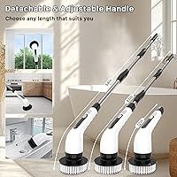 Vista 2 de Electric Spin Scrubber, Cordless Cleaning Brush, Shower Scrubber with 7 Replaceable Brush, 2 Speeds and Adjustable Extension Handle for Bathroom