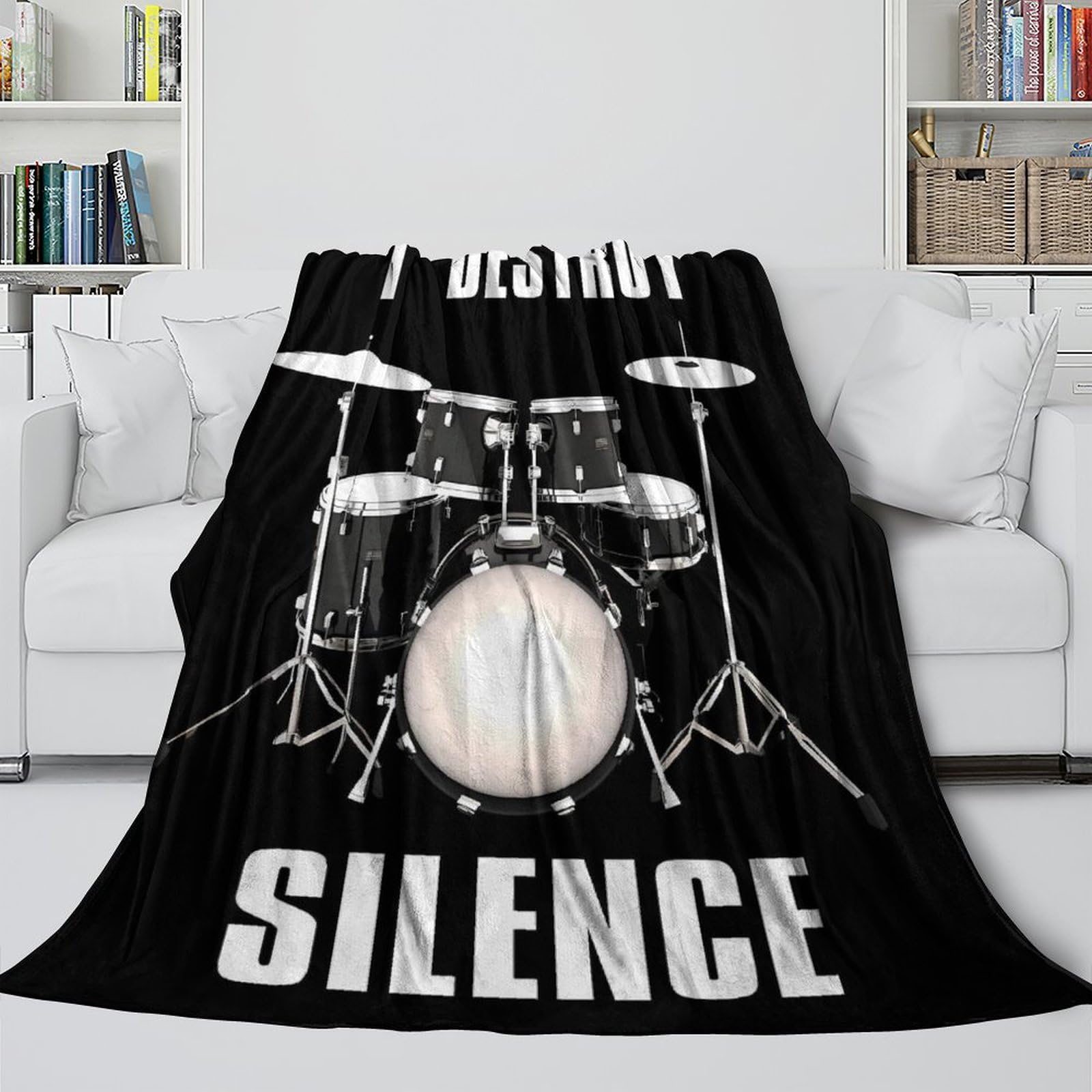 stampa 3D Drum set coperta da divano microfibra biancheria da letto non perde pelo coperta da relax morbida per regali per serate relax Rock music design 80×90inch(200x230cm)