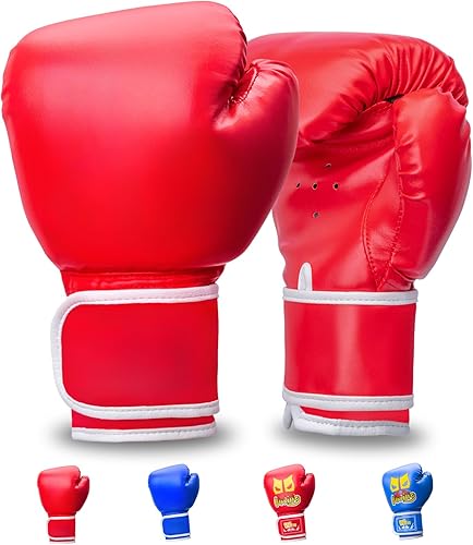 Miniatura 9 de Guantes de boxeo para niños de 6 onzas para niños y niñas de 6 a 12 años, guantes de entrenamiento para jóvenes y niños pequeños, saco de boxeo,