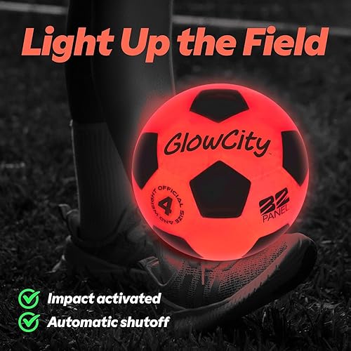 Miniatura 2 de GlowCity Balón de fútbol que brilla en la oscuridad - Tamaños 3, 4, 5 para niños, adolescentes y adultos - Balón de fútbol que se ilumina con 2