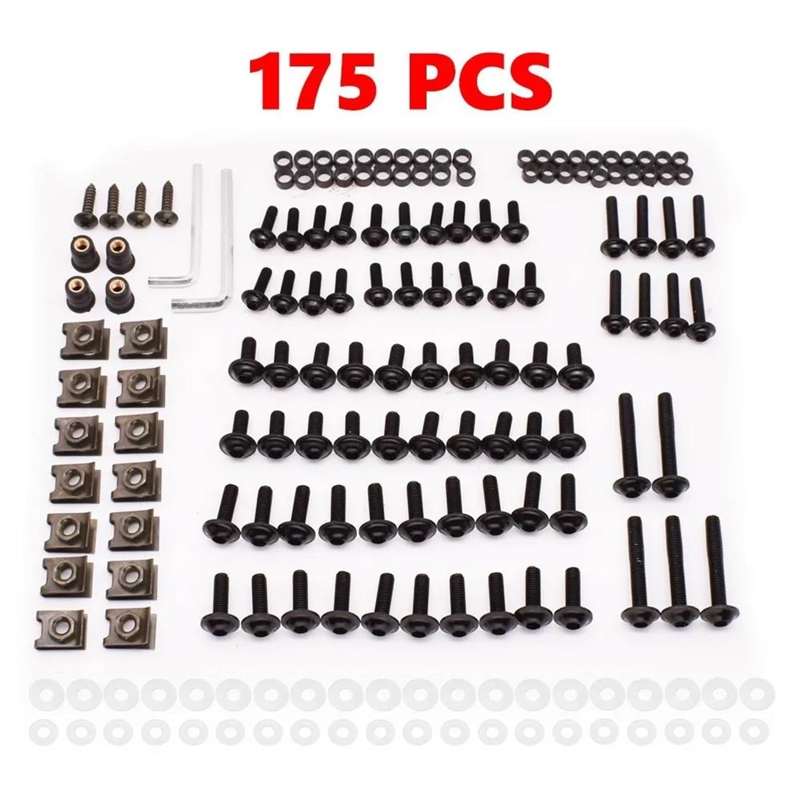 Kit Di 175 Bulloni Per Carenatura Moto Viti Dadi Per BMW C400GT C600 C650 C650GT Sport F650GS F700GS F800R Viti Bulloni Dadi Fissaggio Moto(Nero)