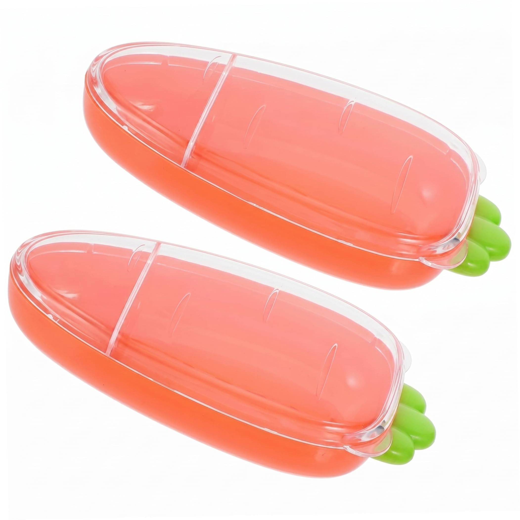StaZamor 2 Pack Carrot-Shaped Snack and Dip Container, 2 Compartment Reusable Snack Containers with Lids, 300ml Clear Storage for Fruits & Dips