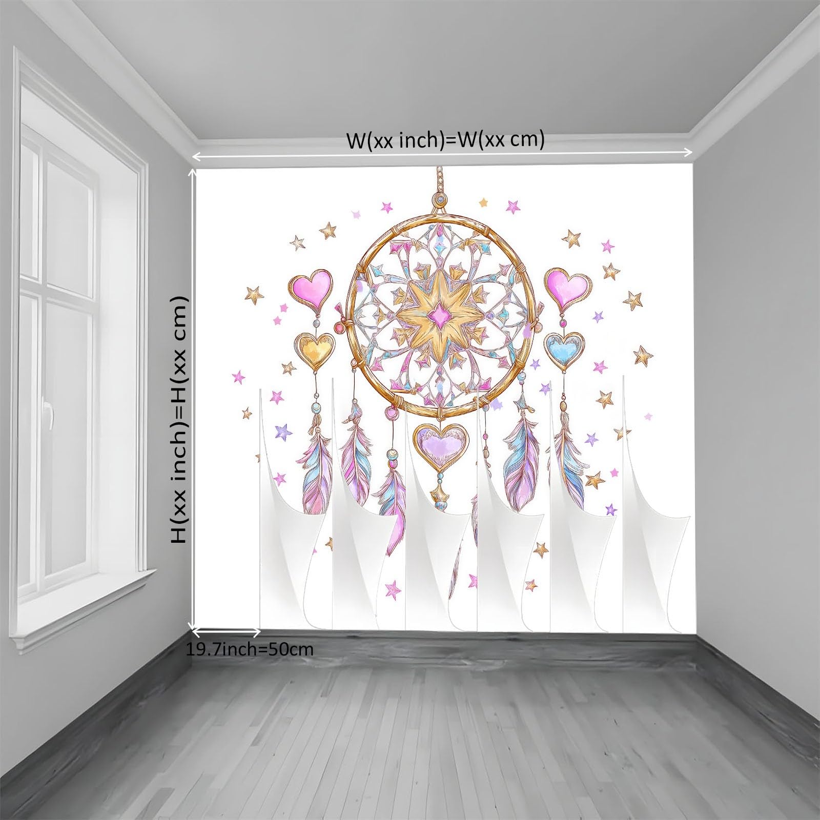 Moderne Fototapete Vliestapete Rosa250 x 175 cm - Boho Feder Traumfänger für Schlafzimmer Wohnzimmer Kinderzimmer - Hochwertige Wandtapete Vlies Wanddekoration Großformat Design