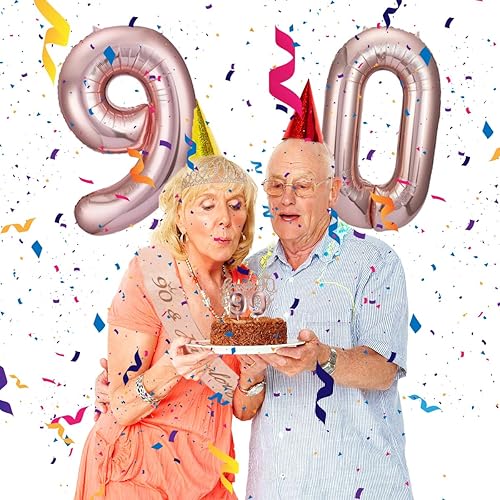 Miniatura 2 de Decoraciones de cumpleaños número 90 para mujer, regalos de cumpleaños número 90 para mujer, oro rosa, incluye corona de cumpleaños 90, banda de