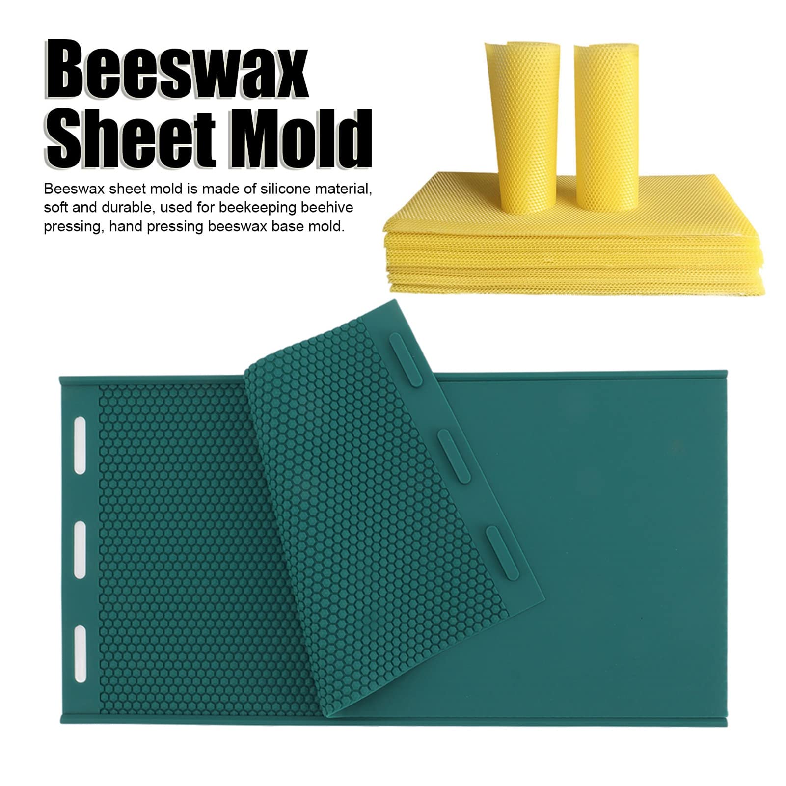 Asixxsix Silikon-Bienenwachsform,Flexible Bienenwachs-Grundlage, Pressform, Wabenplatten-Herstellungsform,Bienenwachsplatten-Form,Bienenzuchtzubehör für Imker,Werkzeug Zur Kerzenherstellung