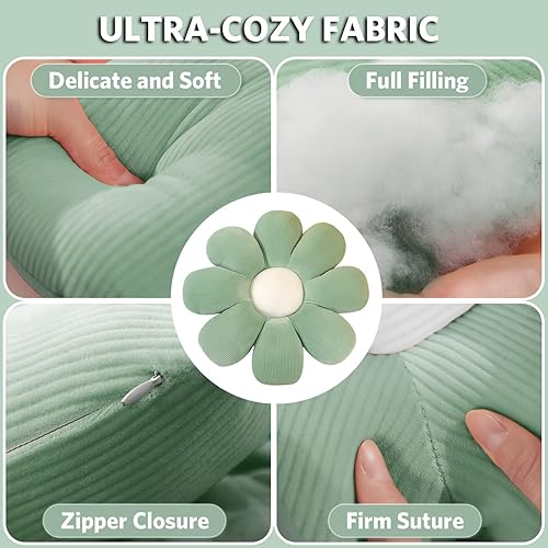 Miniatura 4 de ZAKUN Almohada de flores, almohadas con forma de margaritas de 15.7 pulgadas, lindas almohadas de suelo de flores, cojín de asiento, almohadas de