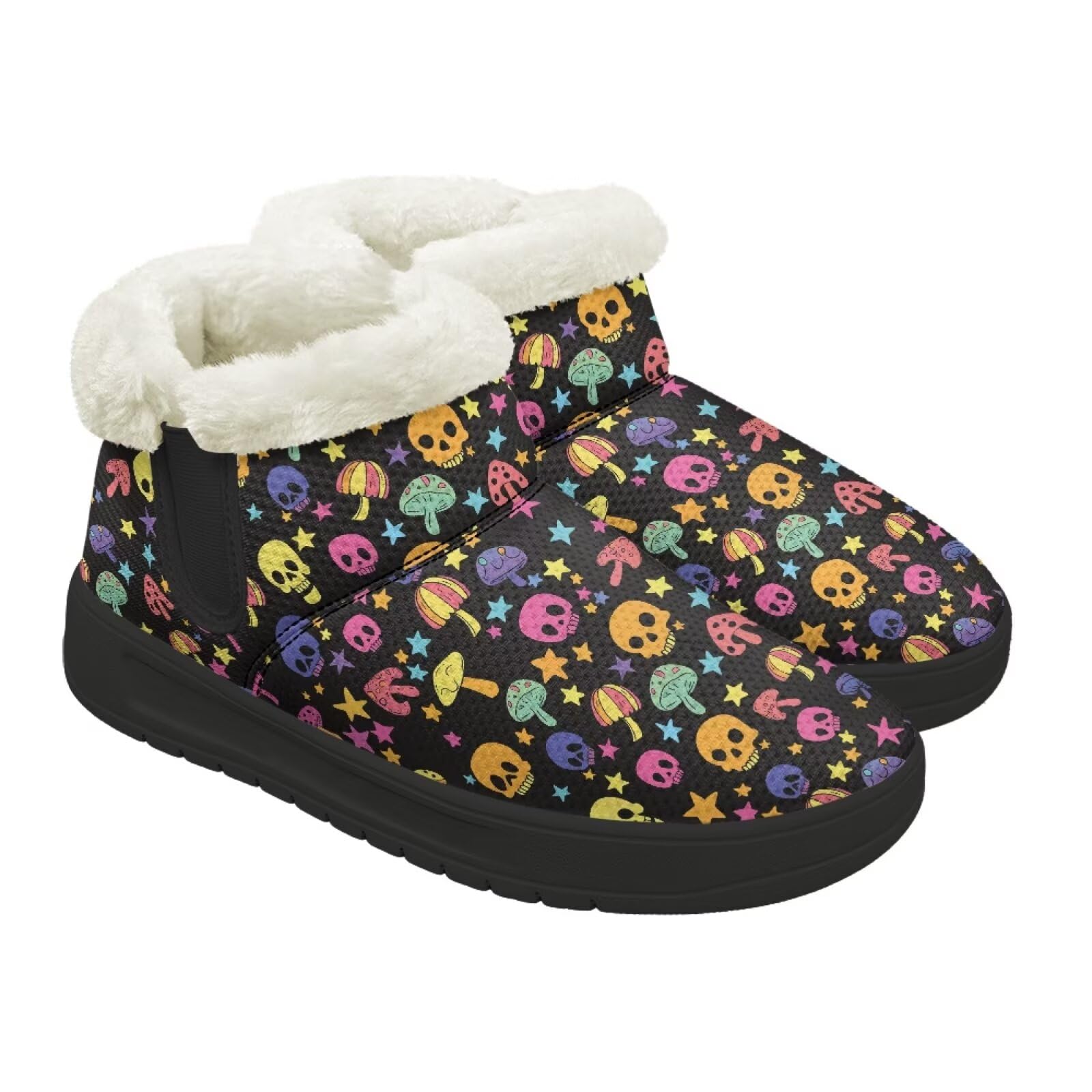 Womens Snow Boots Slip-resistant Thickened Sole Shoes with Plush Fleece Lining Winter Warm Fuzzy Booties