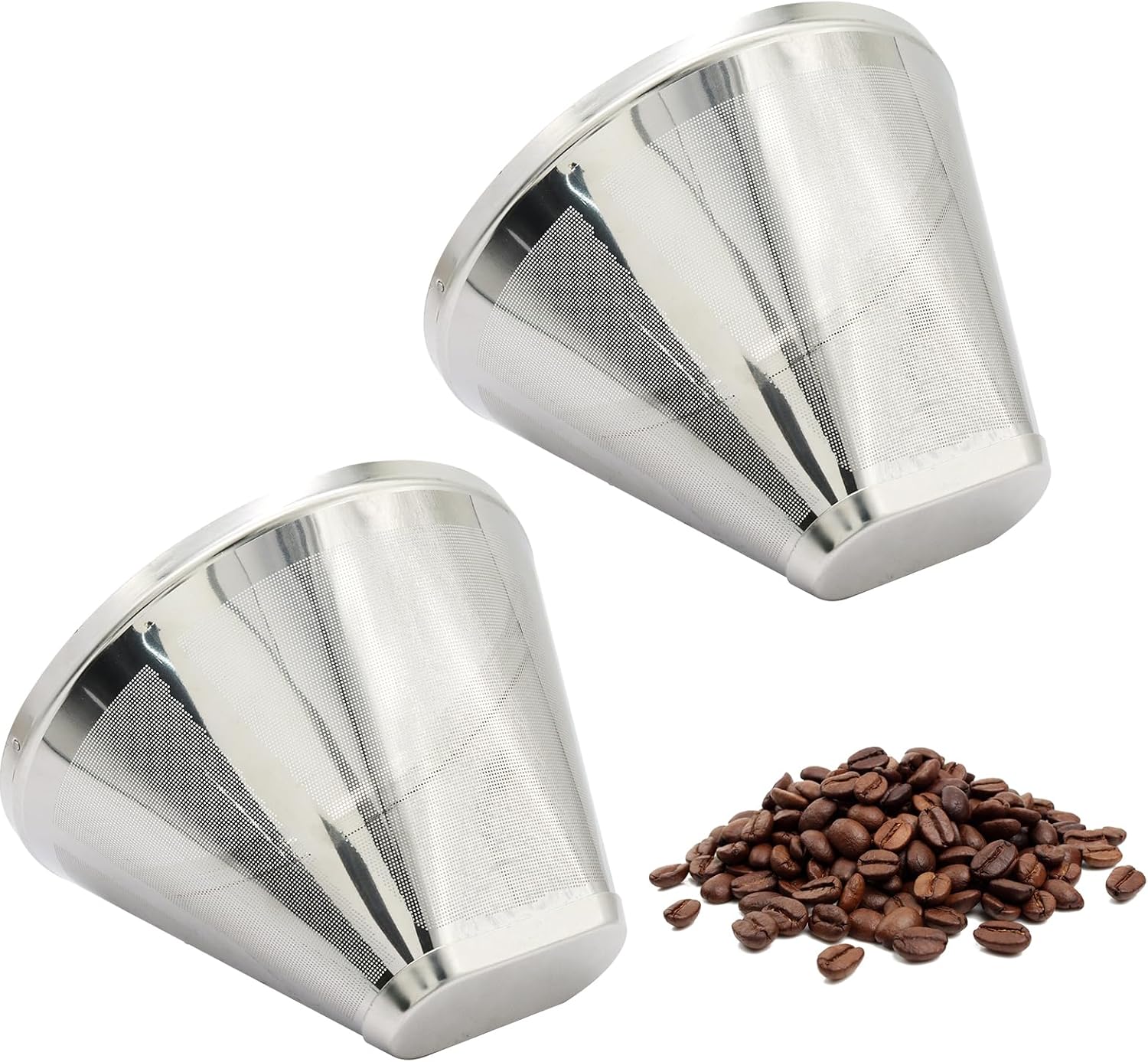 2 Pack Stainless Steel Reusable Cone Coffee Filter