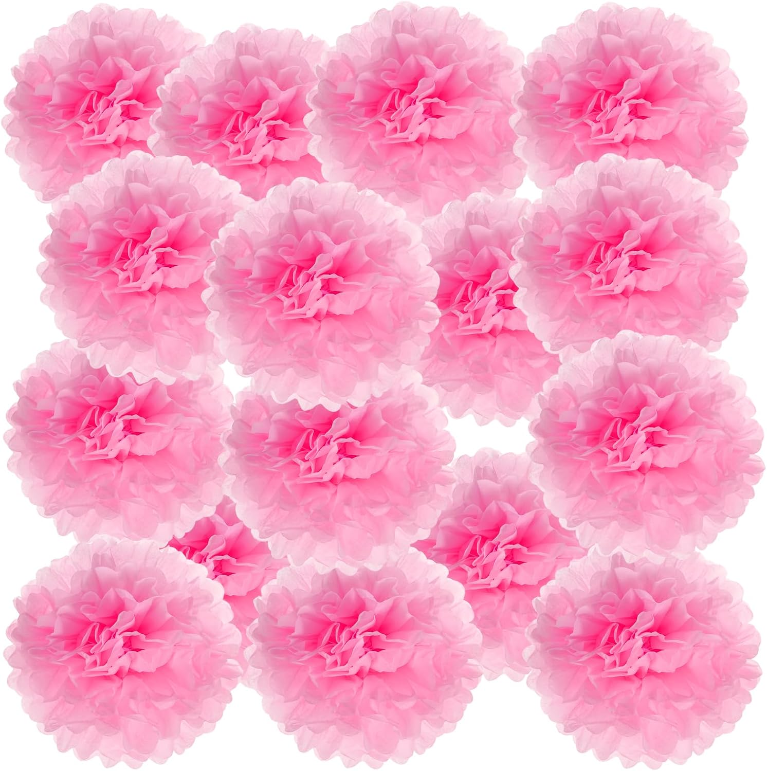 PATIKIL 4" Tissue Pom Poms Flowers, 20 Pack Paper Flower Ball for Wedding Bridal Shower Birthday Bachelorette Party Backdrop Decoration, Pink Pink 4"