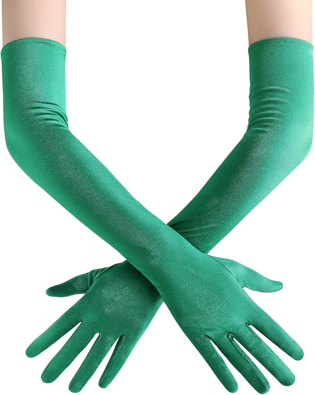 BABEYOND Long Opera Party 1920s Satin Tea Party Gloves Costume Stretchy Adult Size Elbow Length Bridal Gloves - Image 2