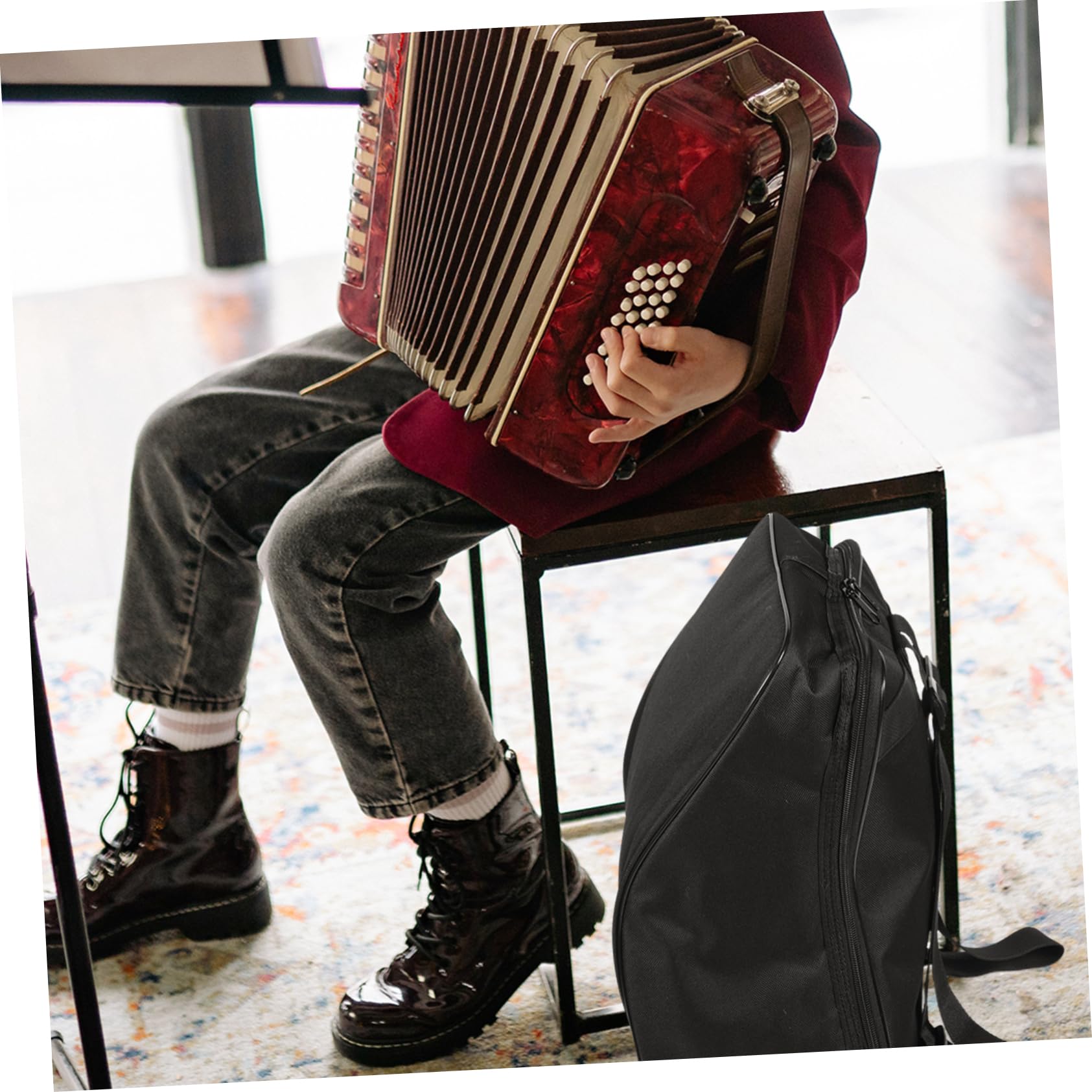 Abaodam Paquet à Dos Protection la Poussière et Saleté en Tissu Oxford pour Accordéon 8 Basses Noir Bandoulière Réglable pour Écoles et Églises