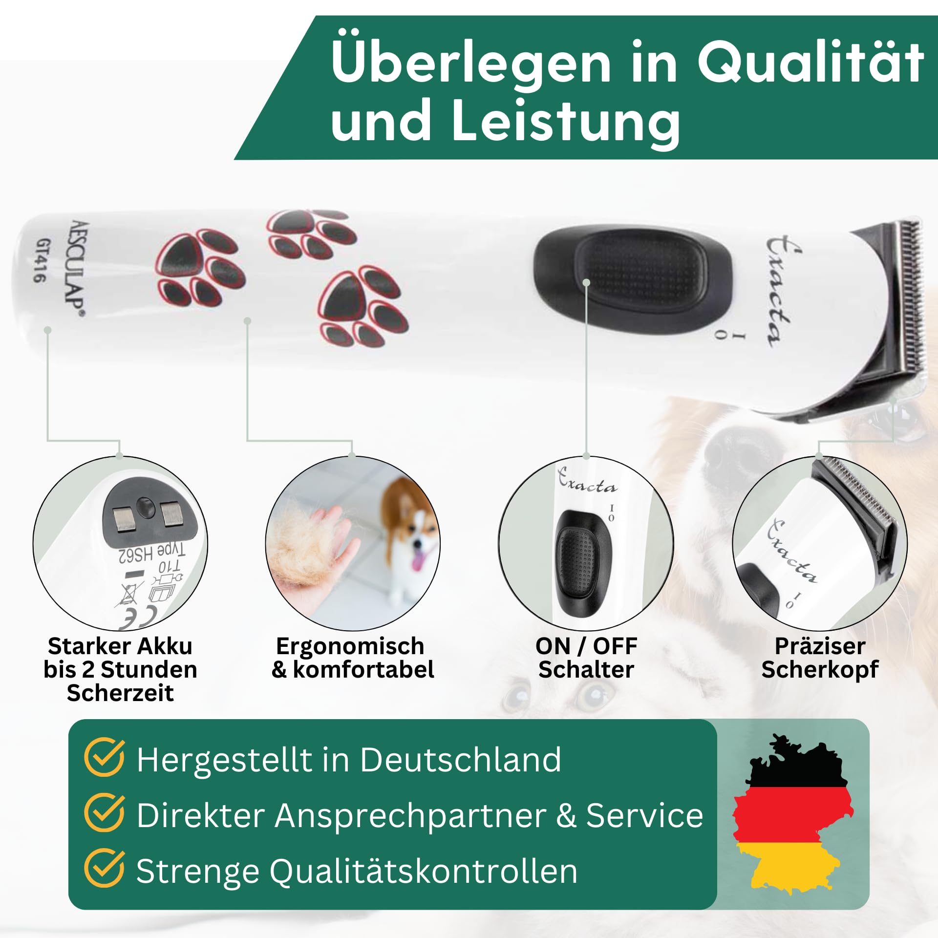 Agrarzone Aesculap Exacta Hundeschermaschine weiß Schermaschine Hund Moser