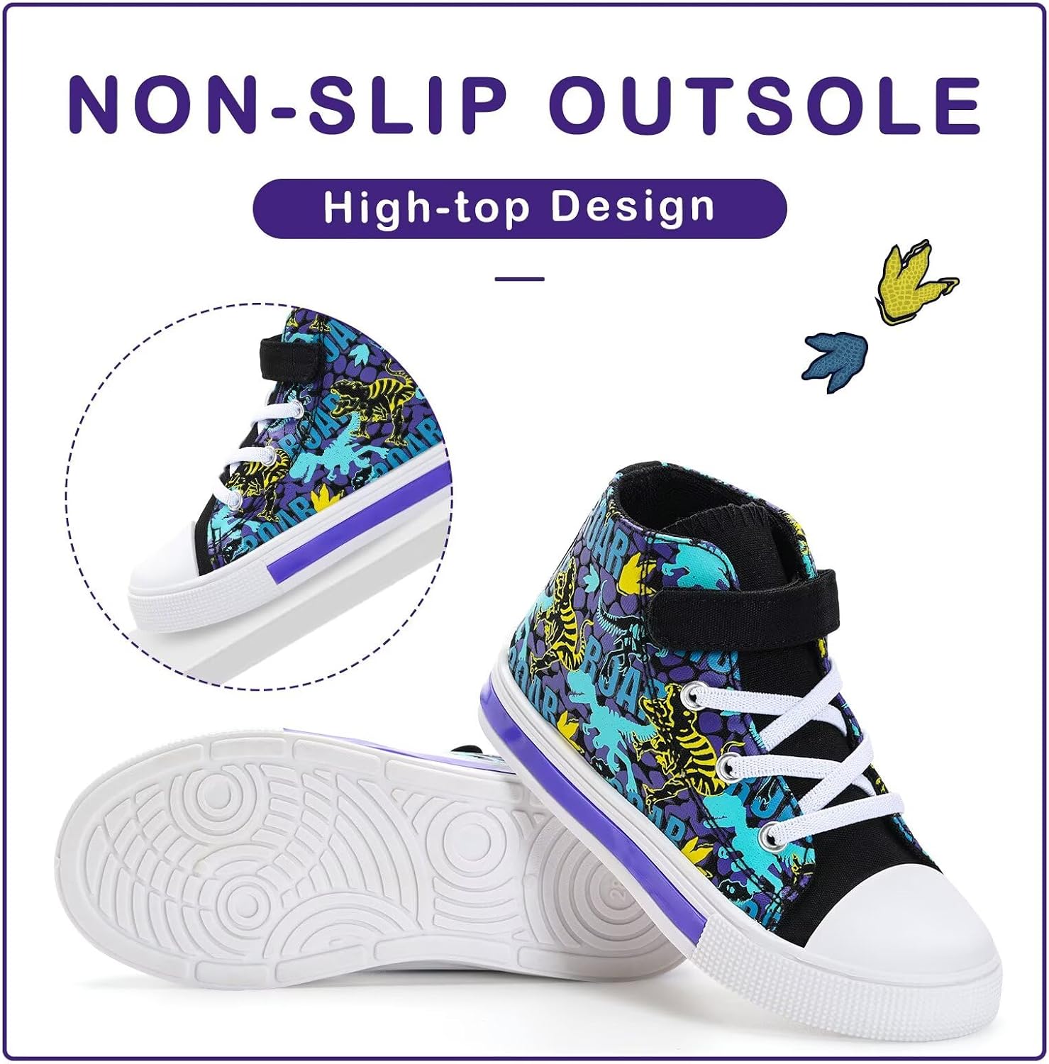 EUXTERPA Kids Light-Up Sneakers High-Top Canvas Shoes image 5