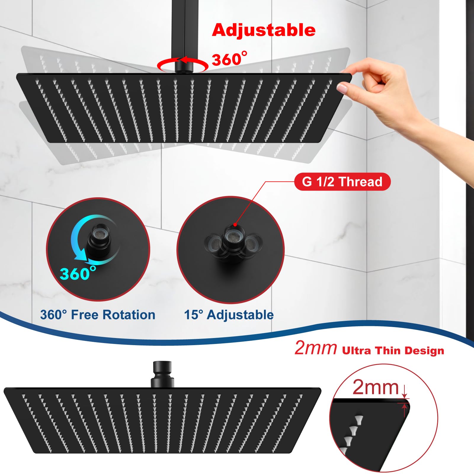 Midanya Shower System Midanya Rain Shower System 12 Inch Square ...