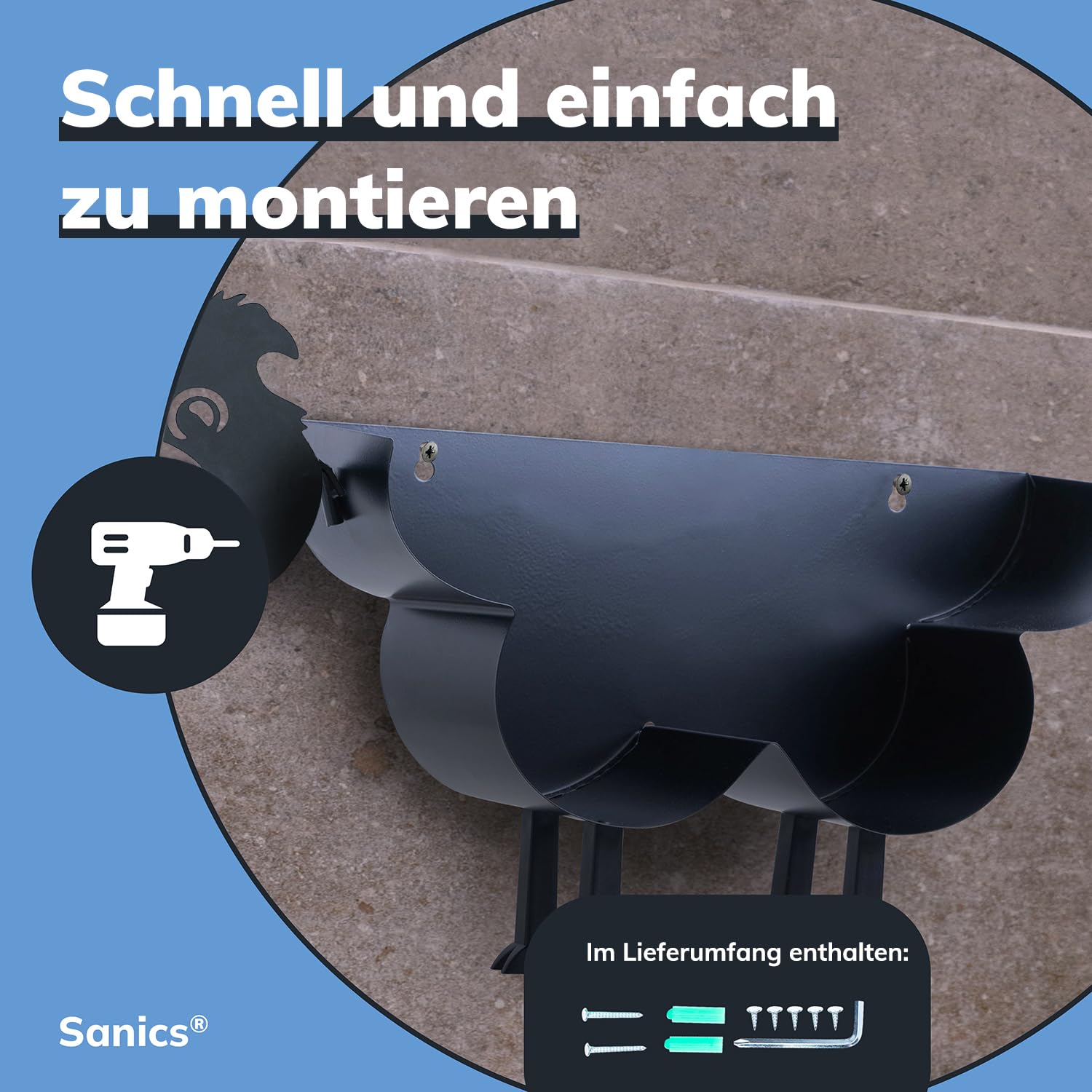 Ersatzrollenhalter Freistehend - Hängend - Wandhalterung - Hund - Schwarz
