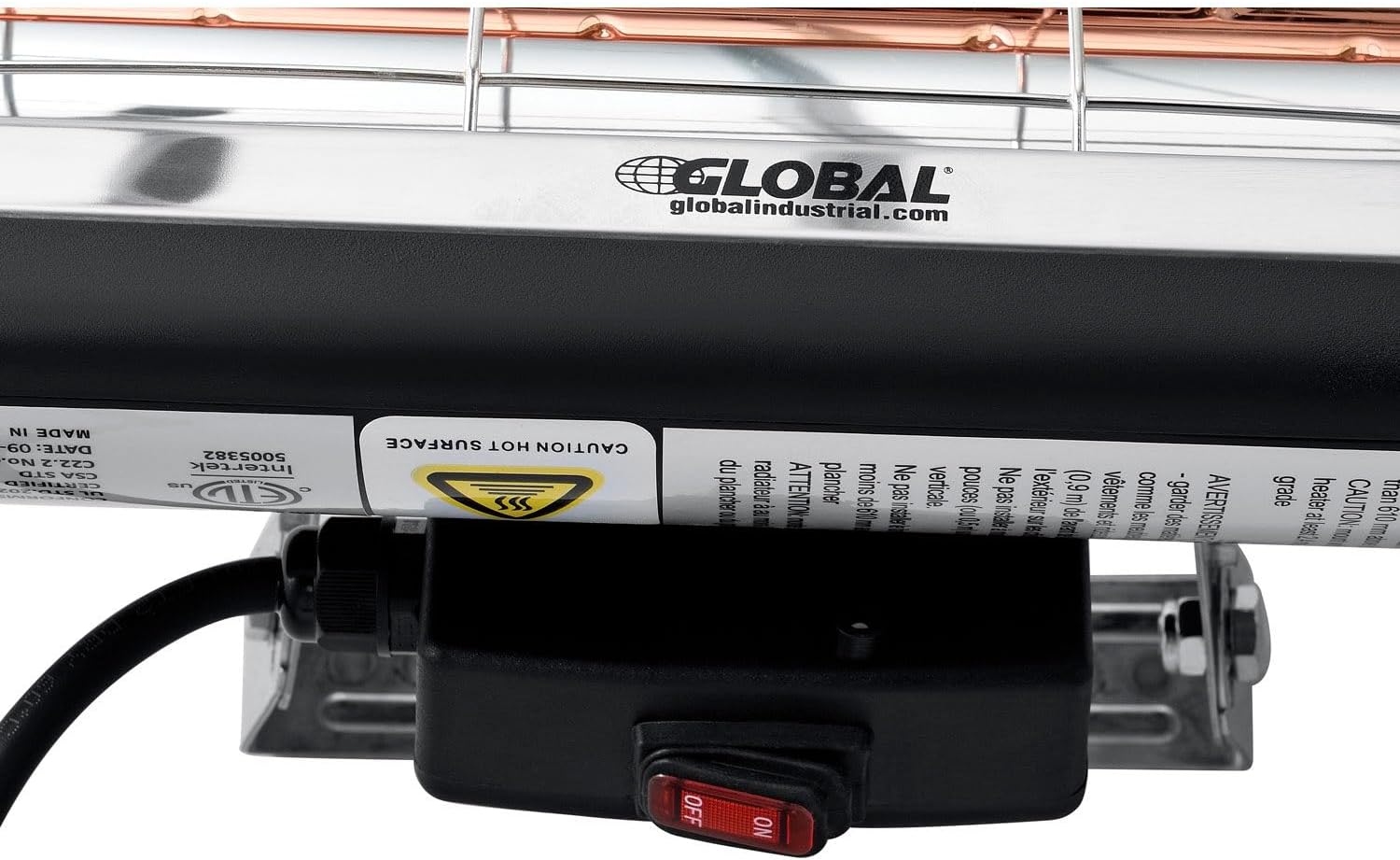 Global Industrial Infrared Patio Heater, Wall/Ceiling Mount, 1500W, 120V